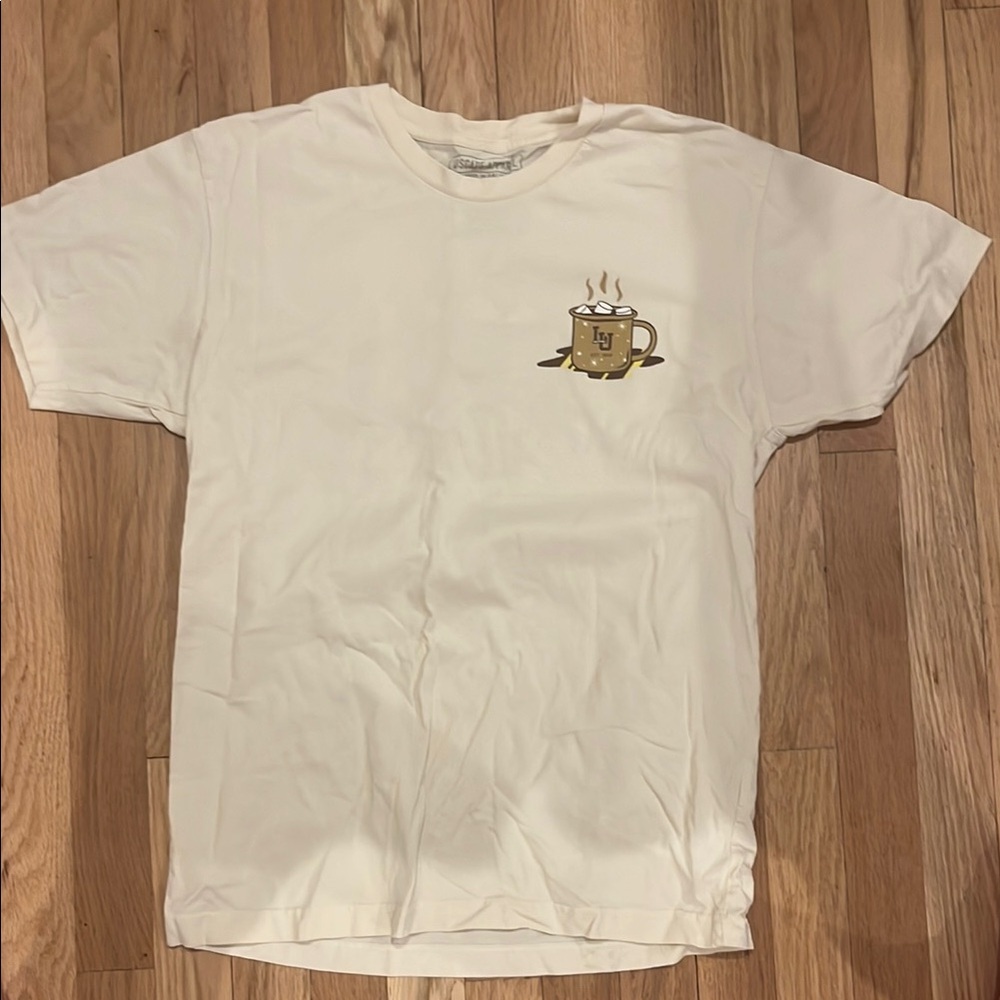 Cream T-Shirt with Coffee Mug Graphic